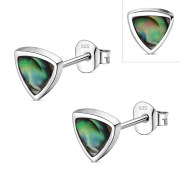 Abalone Shell Triangle Stud Silver Earrings, e326