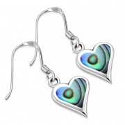 Abalone Heart Silver Earrings, e329