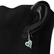 Abalone Heart Silver Earrings, e329