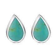 Turquoise Drop Silver Stud Earrings, e333