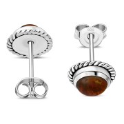 Baltic Amber Stud Silver Earrings, e337