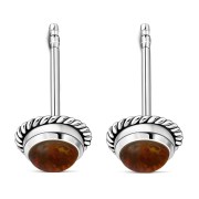 Baltic Amber Stud Silver Earrings, e337