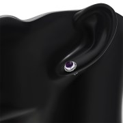 Amethyst Stone Stud Silver Earrings, e337
