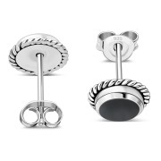 Black Onyx Stud Silver Earrings, e337