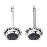 Black Onyx Stud Silver Earrings, e337