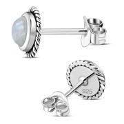 Rainbow Moonstone Stud Silver Earrings, e337