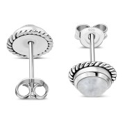 Rainbow Moonstone Stud Silver Earrings, e337