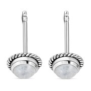 Rainbow Moonstone Stud Silver Earrings, e337