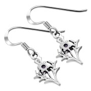 Tiny Silver Thistle Earrings set w Amethyst-CZ, e338