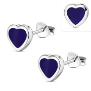 Lapiz Lazuli Heart Silver Stud Earrings, e344