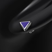 6pairs, Lapiz Lazuli Triangle Silver Stud Earrings - e348
