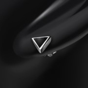 Black Onyx Triangle Silver Earrings - e348