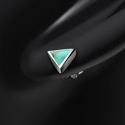 6pairs, Turquoise Triangle Silver Stud Earrings - e348