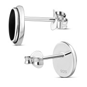 Black Onyx Oval Earrings - e368