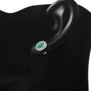 Turquoise Oval Stud Silver Earrings - e368