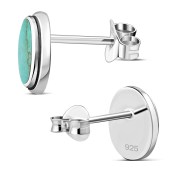 Turquoise Oval Stud Silver Earrings - e368