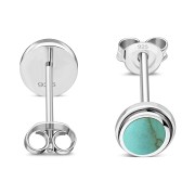 Turquoise Oval Stud Silver Earrings - e368