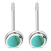 Turquoise Oval Stud Silver Earrings - e368