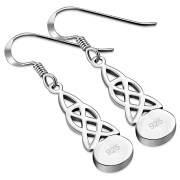 Synthetic Opal Celtic Knot Silver Earrings - e379
