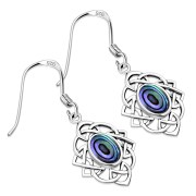 Abalone Shell Celtic Knot Silver Earrings - e384