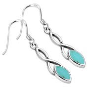 Turquoise Celtic Knot Sterling Silver Earrings - e385