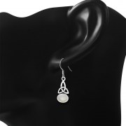 Mother of Pearl Celtic Trinity Knot Silver Earrings - e391h