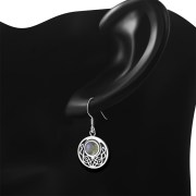Black Onyx Round Celtic Knot Silver Earrings - e400