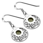 Black Onyx Round Celtic Knot Silver Earrings - e400