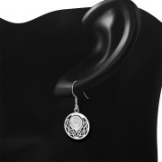 Rainbow Moonstone Round Celtic Knot Silver Earrings - e400