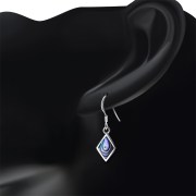 Abalone Rhombus Shape Silver Earrings, e403h