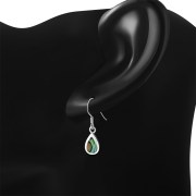 Abalone Drop Silver Earrings, e405