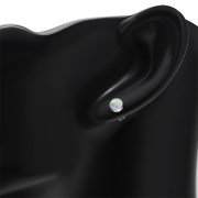 Synthetic Sun & Ice Opal Round Sterling Silver Stud Earrings