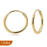 14K Gold Plated | 12mm Wide - 1.2mm Thick Hoop Earrings, eh100