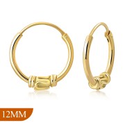 12mm Wide - 1.2mm Thick Bali Hoop Earrings, ehb104