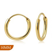 14K Gold Plated | 10mm Wide - 1.2mm Thick Hoop Earrings, eh100