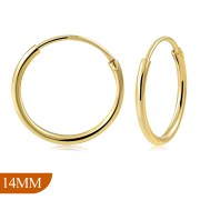 14K Gold Plated | 14mm Wide - 1.2mm Thick Hoop Earrings, eh100