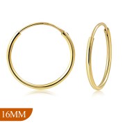 14K Gold Plated | 16mm Wide - 1.2mm Thick Hoop Earrings, eh100