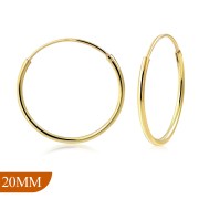14K Gold Plated | 20mm Wide - 1.2mm Thick Hoop Earrings, eh100