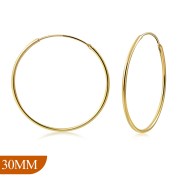 14K Gold Plated | 30mm Wide - 1.2mm Thick Hoop Earrings, eh100