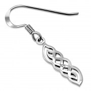  Small Long Silver Celtic Knot Earrings, ep120