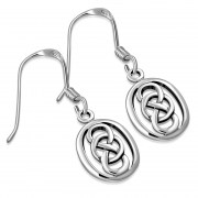 Oval Plain Celtic Knot Silver Earrings, ep121