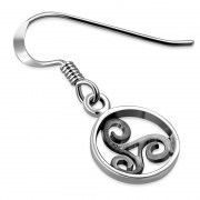 Round Celtic Triskele Triple Spiral Silver Earrings, ep148
