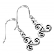 Tiny Celtic Triskele Triple Spiral Silver Earrings, ep158