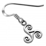 Tiny Celtic Triskele Triple Spiral Silver Earrings, ep158