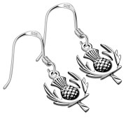 Thistle Flower Plain Silver Earrings, ep160