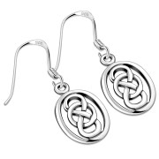 Small Oval Celtic Knot Silver Earrings, ep161
