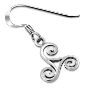  Silver Small Celtic Triskele Triple Spiral Earrings, ep164