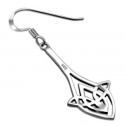 Long Celtic Knot Silver Earrings, ep177 
