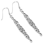 Long Celtic Knot Plain Silver Earrings, ep194