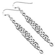 Long Celtic Knot Plain Silver Earrings, ep194